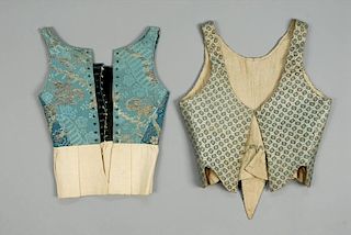 TWO SILK BROCADE BODICES, FRENCH, 18th C.