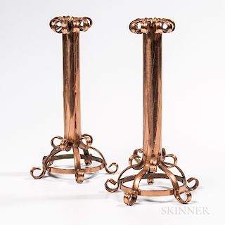 Pair of Copper Candlesticks