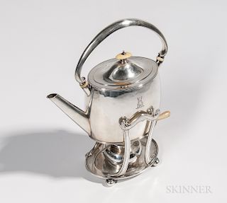 Arthur Stone Sterling Silver Kettle on Stand by Arthur Hartwell