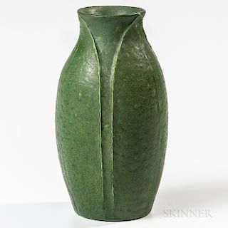 Grueby Pottery Three-leaf Vase