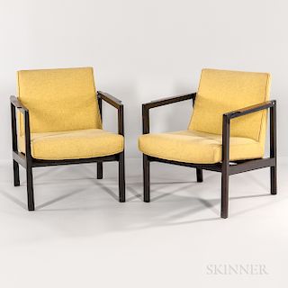 Two Edward Wormley for Dunbar Open Arm Lounge Chairs