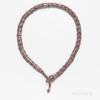 Margot de Taxco Enameled Silver Snake Necklace/Belt