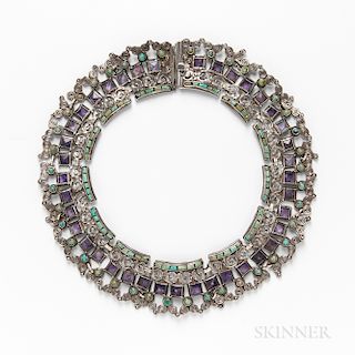 Patino Sterling Silver, Amethyst, and Turquoise Collar