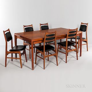 Vejle Stole Mobelfabrik Teak Dining Table and Six Side Chairs