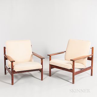 Two Danish Modern-style Lounge Chairs
