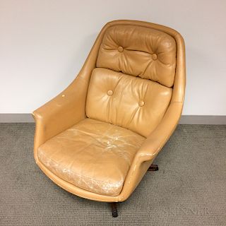 Asko Tan Leather Reclining Swivel Armchair