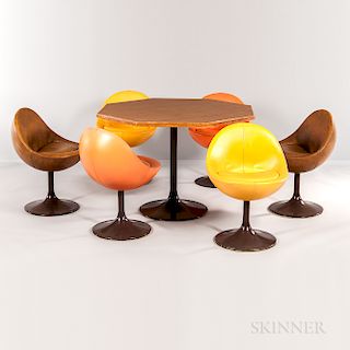 Six Johanson Design for Markaryd "Venus" Chairs and an Octagonal Table with Tulip Base