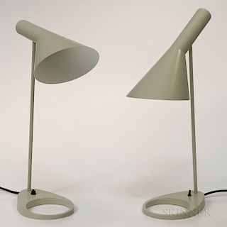 Two Arne Jacobsen for Louis Poulsen "AJ" Table Lamps
