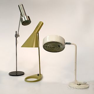 Arne Jacobsen "AJ" for Louis Poulsen, Atelje Lyktan for Ahus, and a Steel Desk Lamp