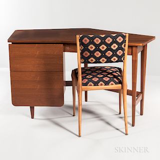 Bertha Schaefer Model 2162 Desk and a Gio Ponti Chair for Singer & Sons