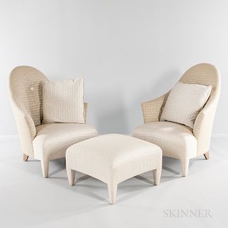 Pair of John Hutton Design for Donghia Club Chairs and Footrest