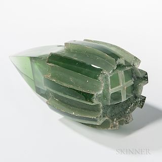 Vladimira Klumpar (Klumparova) Sea Chamber Green   Art Glass Sculpture