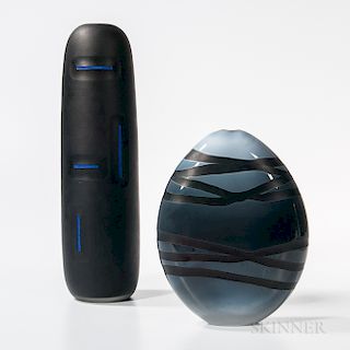 Two Ben Sewell Art Glass Sculptures