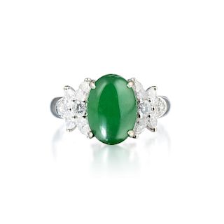 A Fine Jade and Diamond Ring