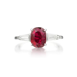 A 1.36-Carat Burmese Unheated Ruby and Diamond Ring