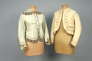 TWO LADIES FRINGED WOOL JACKETS, 1860s.