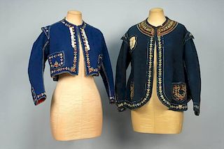 TWO EMBROIDERED WOOL JACKETS, FRENCH, c. 1870.
