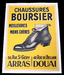 1920s French Art Deco Poster, Chaussares Boursier