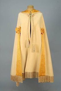 WOOL CAPE with QUILTED SATIN TRIM, 19th C.