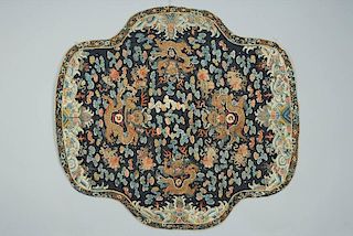 CHINESE SILK and METALLIC EMBROIDERED CUSHION COVER, LATE 19th - EARLY 20th C.