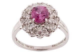 Kashmir Pink Sapphire & Diamond Platinum Ring