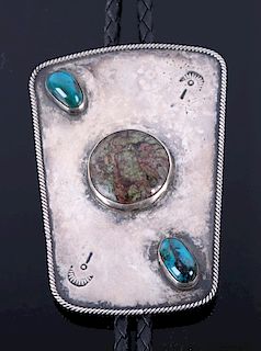 Navajo Sterling Silver & Turquoise Bolo Tie