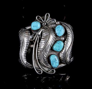 Navajo Silver and Sleeping Beauty Turquoise Cuff