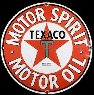 Texaco Motor Oil Porcelain Enamel Advertising Sign