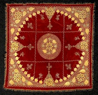 OTTOMAN EMBROIDERED TABLE COVER, 19th C