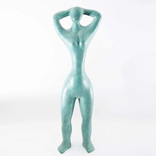 Desnudo Femenino. Siglo XX. Fundición en bronce patinado. Firmado.