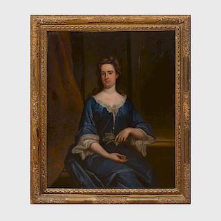 British School: Portrait of a Lady in Blue