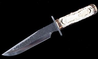 Custom Carved Antler Eagle Knife w/ Stand
