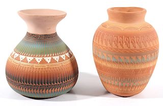 Signed Navajo Polychrome Pottery Jars