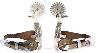 Nickel Finished Western Style Rodeo Spurs