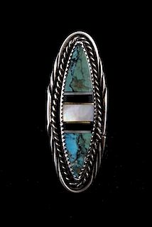 Large Silver Multi Stone Cerrillos Turquoise Ring