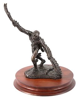 Signed Eagle Dancer Bronze Statue by C.A Pardell