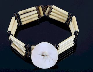 Sioux Bone Hair Pipe & Abalone Choker Necklace