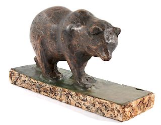 Black Forest Hand Carved Wooden Bear Statue
