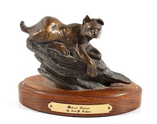 Bobcat Repose Bronze Statue by Paul E. Halfpop