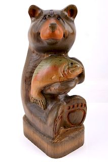 Big Sky Carvers Hand Carved Bear With Trout
