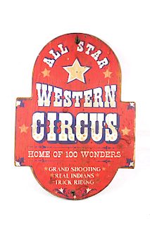 Hand Painted All Star Western Circus Wooden Sign