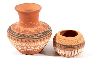 Signed Navajo Small Polychrome Pottery Jars