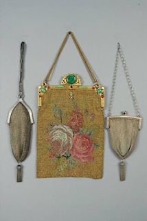 MICRO BEADED BAG with JEWELED FRAME, EARLY 20th C.