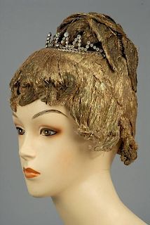 GOLD BOUILLON HIGH STYLE CLOCHE WIG with TIARA, 1920s.