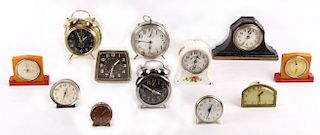 Variety Collection of 12 Wind Up Alarm Clocks