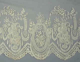 WIDE BRUSSELS LACE YARDAGE, EARLY 20th C.