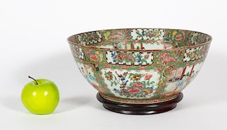 Chinese Rose Medallion Punch Bowl, Late 19th C.