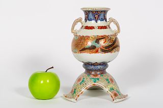 Japanese Double Handled Phoenix Tripod Vase