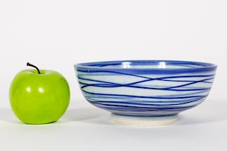 Japanese Celadon Blue Swirled Bowl