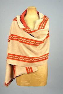 PAUL POIRET COLLECTION WOOL TRAVEL SHAWL, c. 1920.